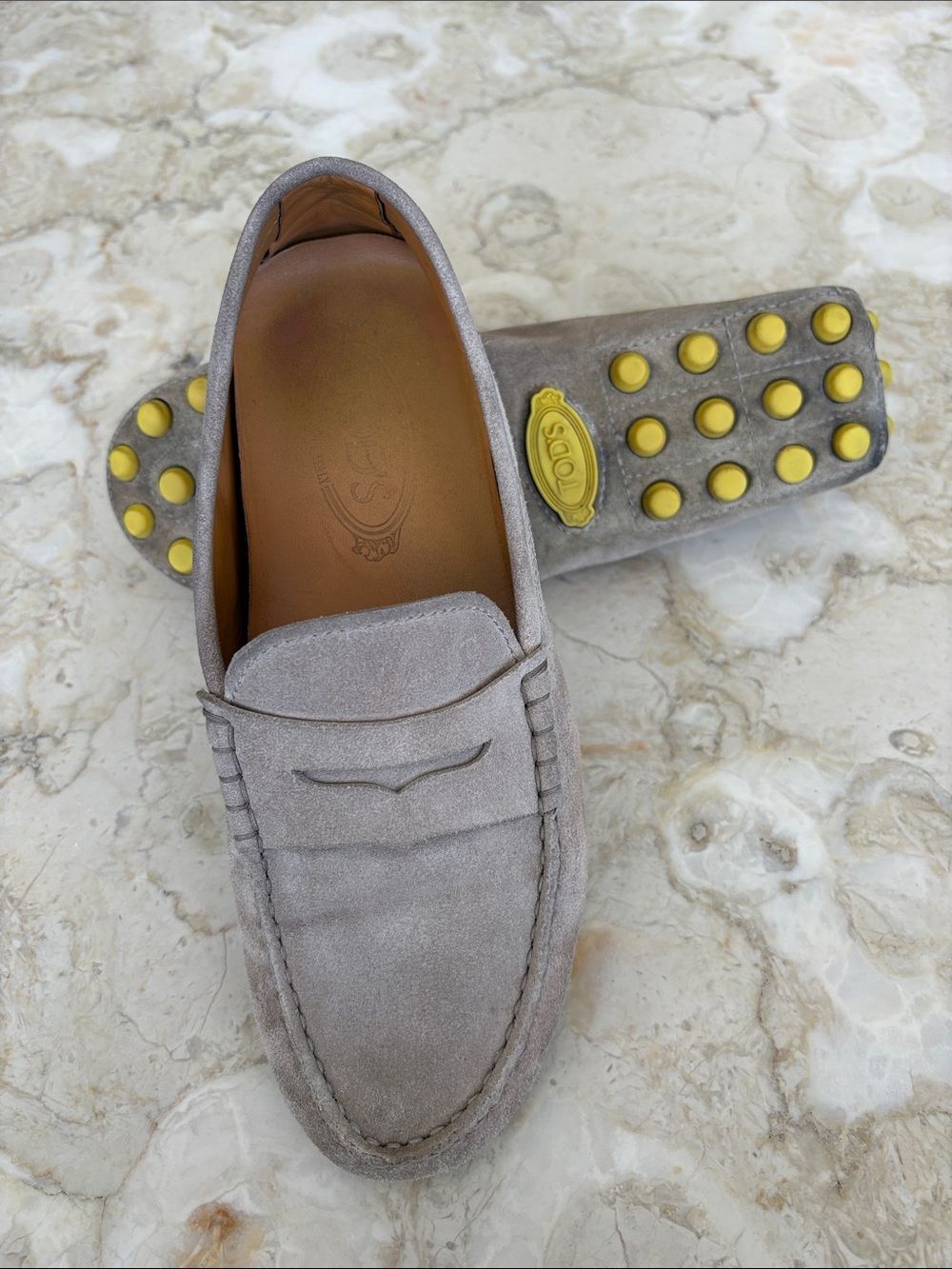 Tod’s Gommino Bubble Loafers Grey Suede Leather Driving Shoes - EU38